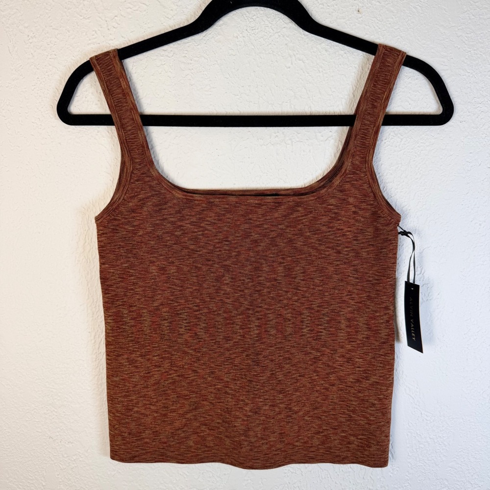NEW $215 Alvin Valley Womens S/40 Cropped Knit Tank Quiet Luxury Boho Designer